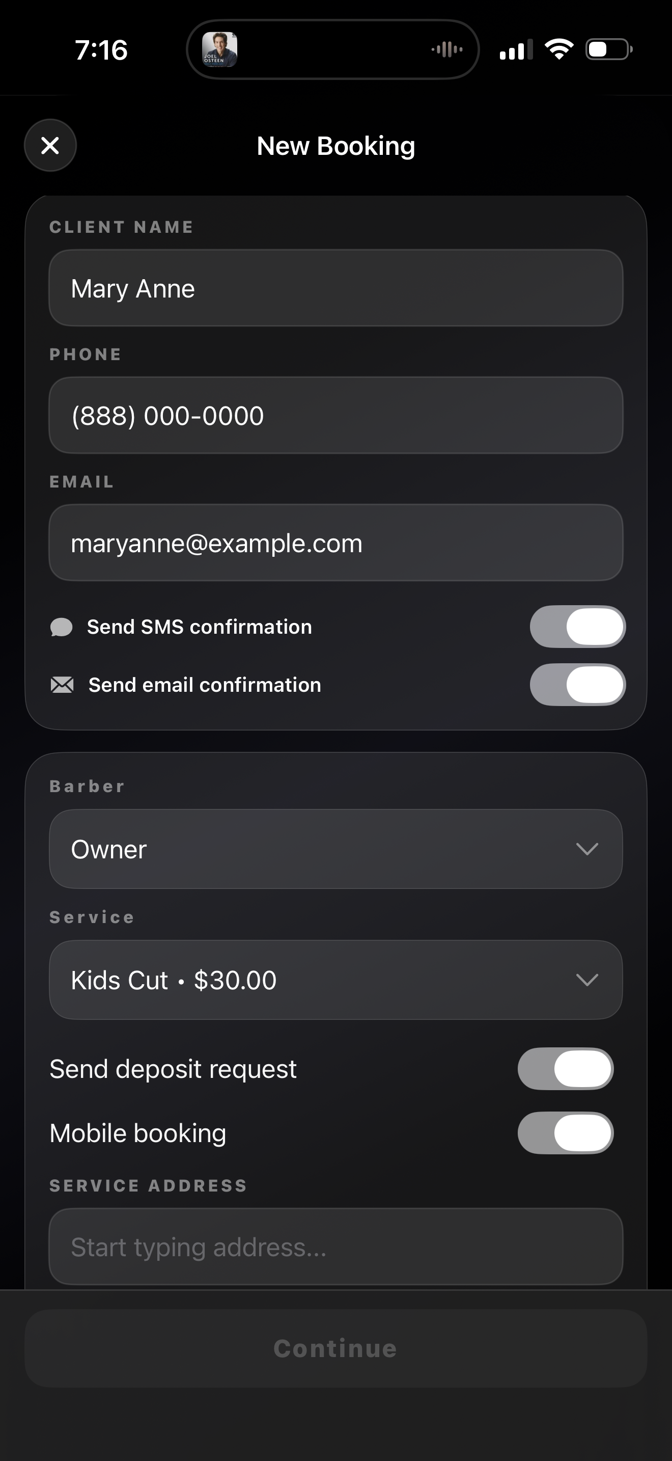 Create a new booking in Net Studio